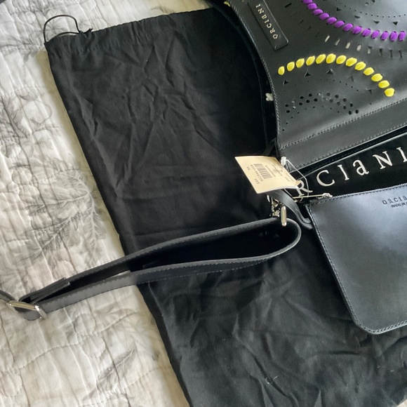Orciani Carioca Leather Bag Tote - Black Fun Multicolor w/ Separate Wristlet NWT - Picture 11 of 16